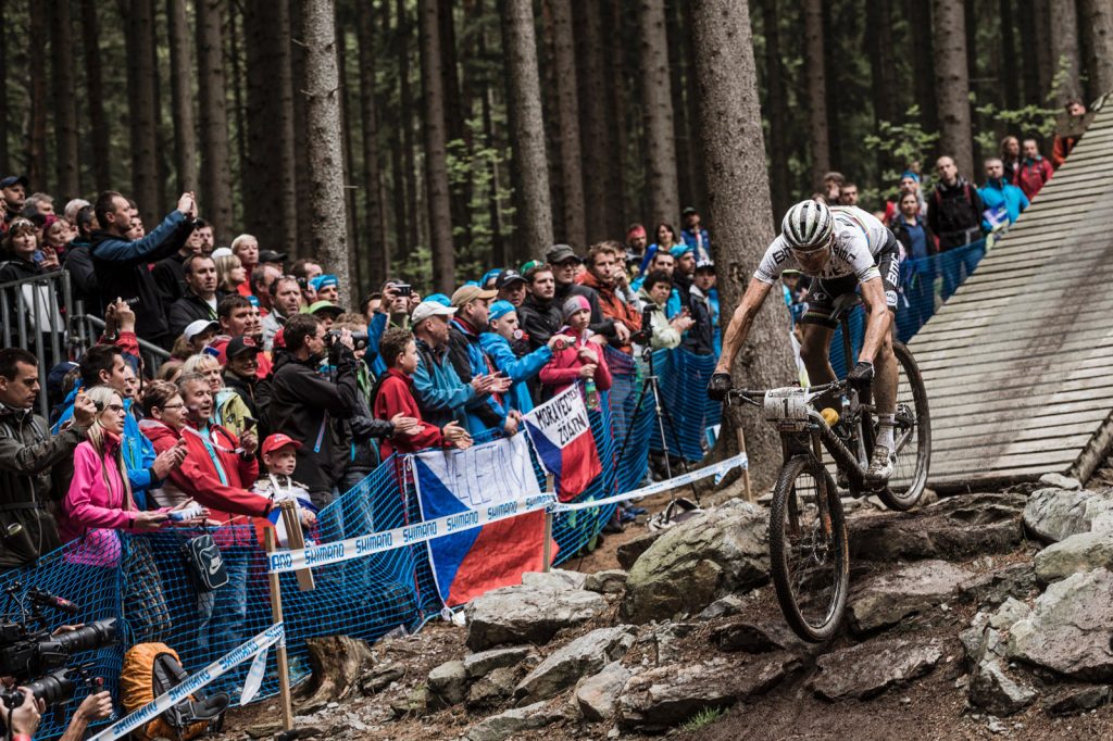 Julien Absalon performs at the UCI Mountain Bike World Cup in Nove Mesto, Czech Republic on May 24th 2015 // Bartek Wolinski/Red Bull Content Pool // P-20150524-00732 // Usage for editorial use only // Please go to www.redbullcontentpool.com for further information. //